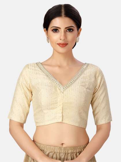 Studio Shringaar V-Neck Sequinned Saree Blouse