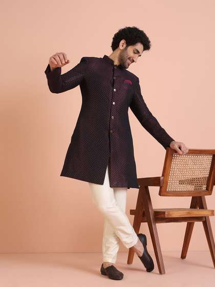 KISAH Men
                        Self-Design Cotton Indowestern Sherwani Trouser
                        Set