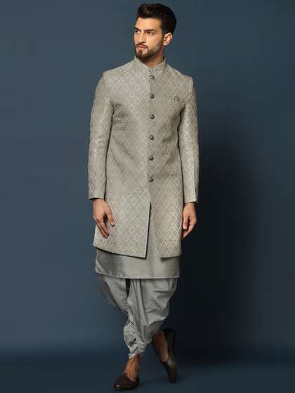 KISAH Men
                        Woven-Design Cotton Indowestern Sherwani Dhoti
                        Set