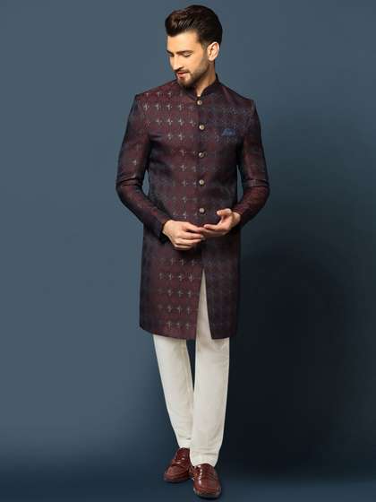 KISAH Self-Design
                      Cotton Sherwani Churidar Set