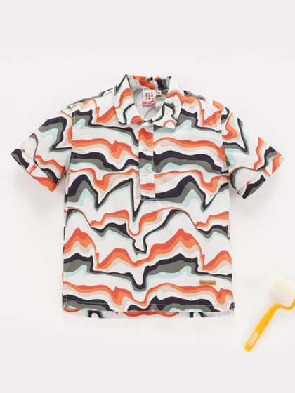 Ed-a-Mamma Boys Abstract
                    Printed Regular Fit Opaque Cotton Casual Shirt