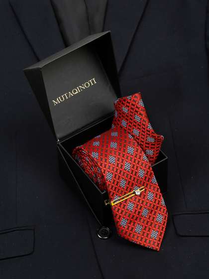 MUTAQINOTI Mens Woven
                    Design Silk Accessory Gift Set