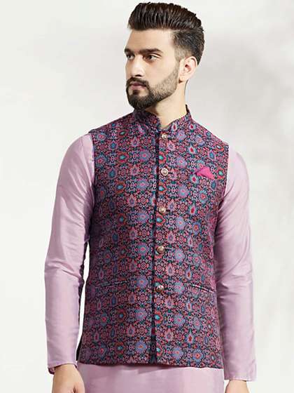 KISAH Woven Design Nehru Jacket