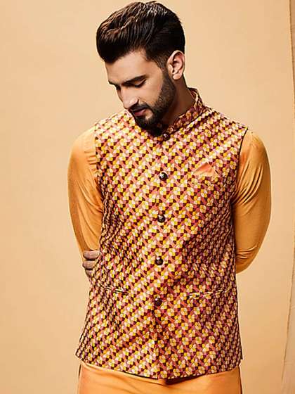 KISAH Woven Design Nehru Jacket