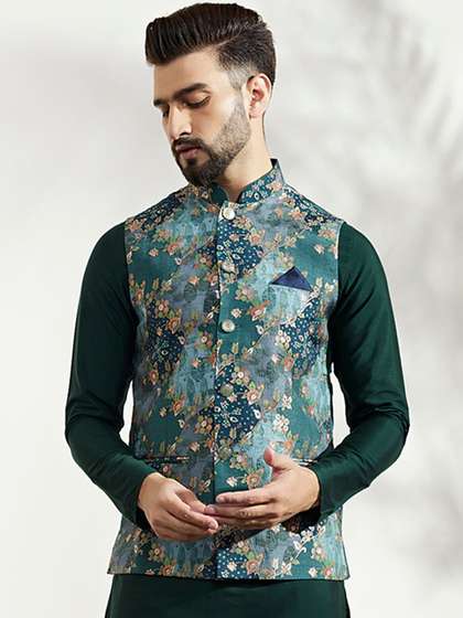 KISAH Woven Design Nehru Jacket