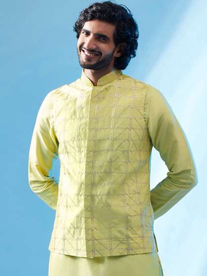 KISAH Woven Design Nehru Jacket