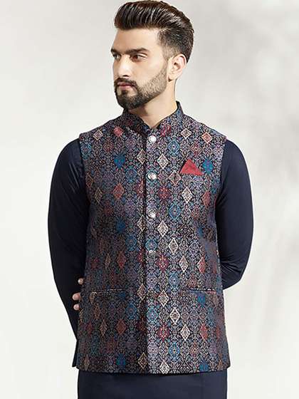 KISAH Woven Design Nehru Jacket