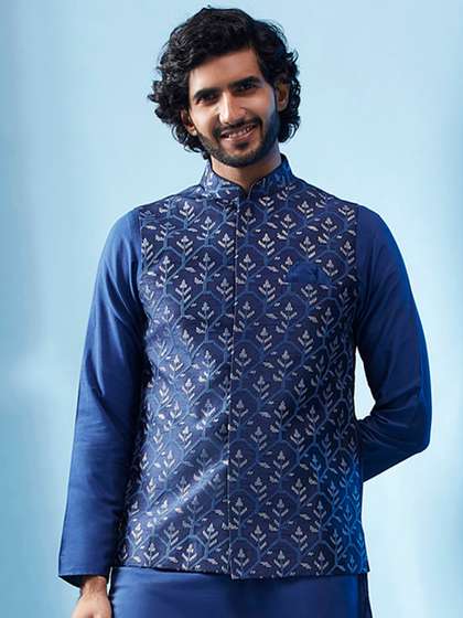 KISAH Woven Design Nehru Jacket