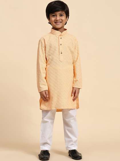 Pro-Ethic STYLE
                      DEVELOPER Boys Ethnic Motifs Embroidered Straight
                      Kurta With Pyjamas