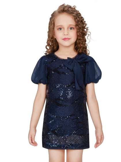 Peppermint Girls
                    Embellished Puff Sleeves Net Sheath Dress