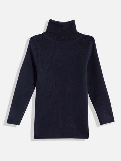 RVK Kids Ribbed Turtle
                    Neck Long Sleeves Acrylic Pullover