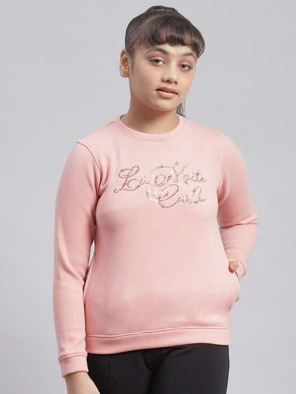 Monte Carlo Girls
                    Typography Printed Round Neck Pullover Sweatshirt