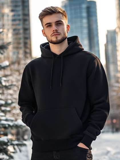 NOBERO Hooded Ribbed
                        Hem Pullover