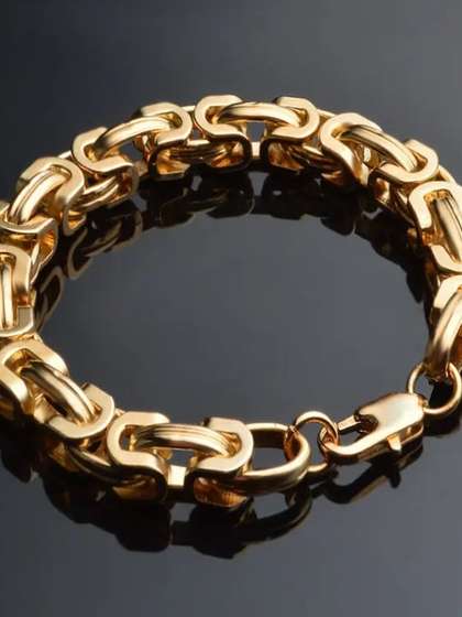 MEENAZ Gold-Plated
                    Stainless Steel Link Bracelet