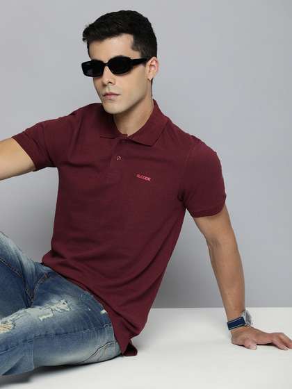 R.Code by The Roadster Life Co. Men Solid Polo Collar T-shirt