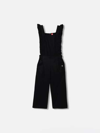 Blue Giraffe Girls Square Neck Ruffled Basic Jumpsuit