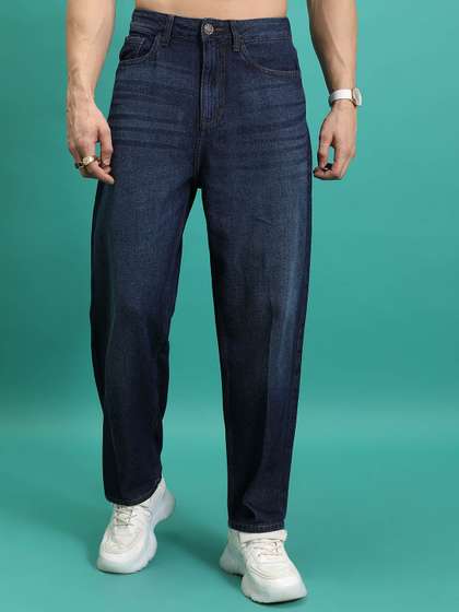 HIGHLANDER Men Loose
                        Baggy Fit Mid-Rise Light Fade Cotton Jeans