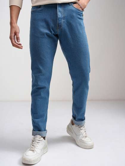 HIGHLANDER Men Slim
                        Fit Mid-Rise Light Shade Jeans
