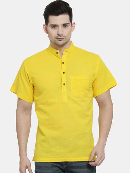 Enchanted Drapes Band Collar Cotton Kurta
