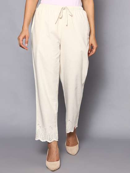 Biba Women Relaxed
                      Mid-Rise Organic Cotton Trousers