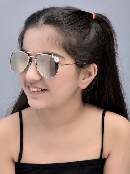 Carlton London Girls
                    Grey Lens & Gold-Toned UV Protected Lens Aviator
                    Sunglasses CLSG238