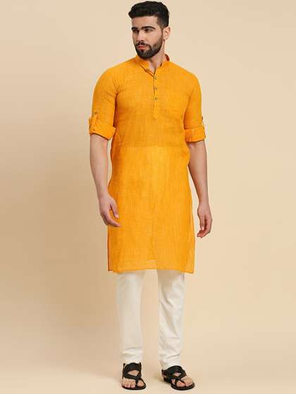 RAJUBHAI HARGOVINDAS Mandarin Collar Cotton Kurta