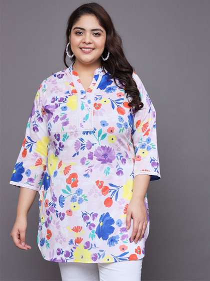 Tissu Plus Size
                        Floral Printed Pure Cotton Kurti