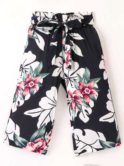 CrayonFlakes Girls Floral Printed Palazzos