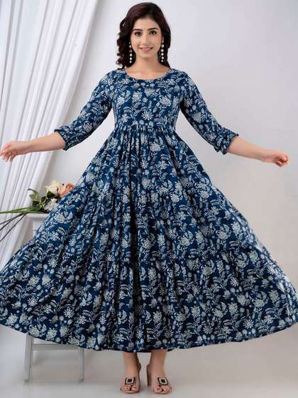 Henal Floral Printed
                      Gathered Tiered Cotton Maternity Ethnic Dress