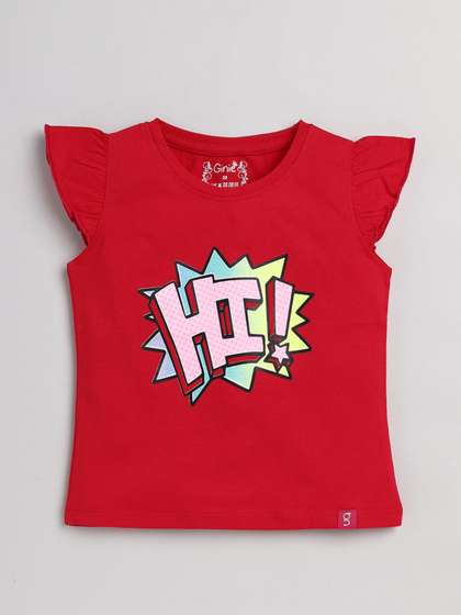 Ginie Girls Typography
                      Printed Pure Cotton Top