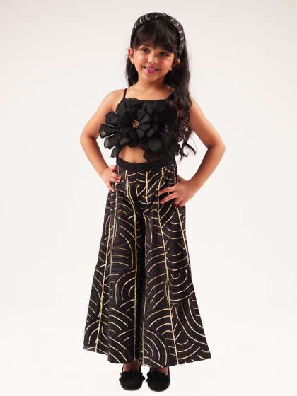 LIL DRAMA Girls Printed Cotton Basic Jumpsuit