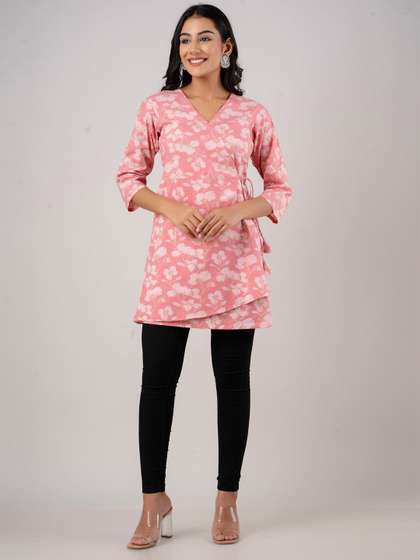 FERANOID Floral
                        Printed Pure Cotton A Line Kurti
