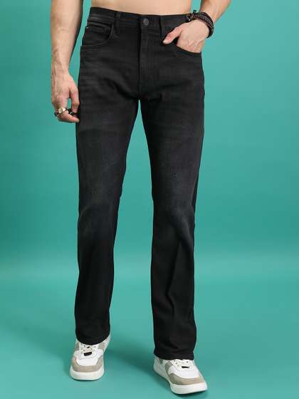 HIGHLANDER Men
                          Black Bootcut Mid-Rise Light Fade Clean Look
                          Stretchable Jeans