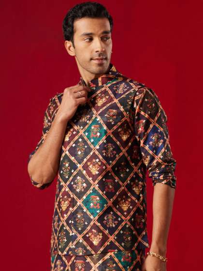 VASTRAMAY Floral Printed Nehru Jacket