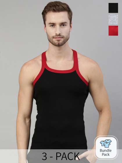 DIXCY SCOTT Men
                          Pack of 3 Combed Cotton Racerback Gym Vest
