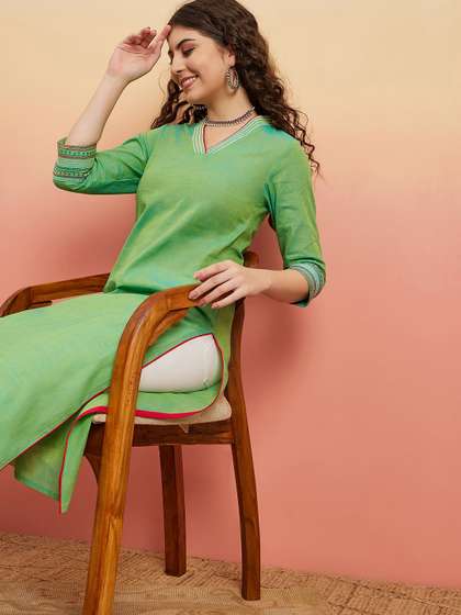 Sangria X fwd V-Neck Pure Cotton Straight Kurta
