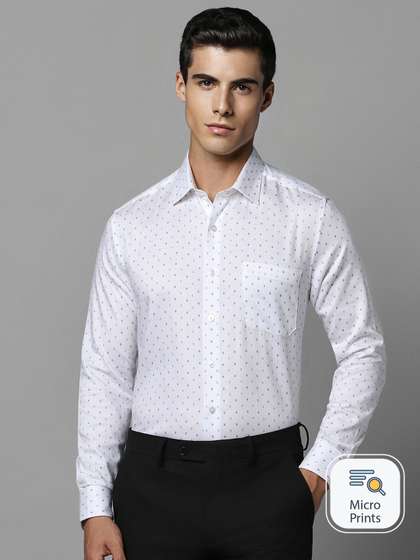 Louis Philippe Slim Fit Micro Ditsy Printed Pure Cotton Formal Shirt