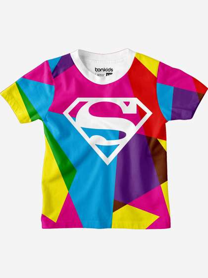 BONKIDS Boys Superman Colourblocked Cotton T-Shirt