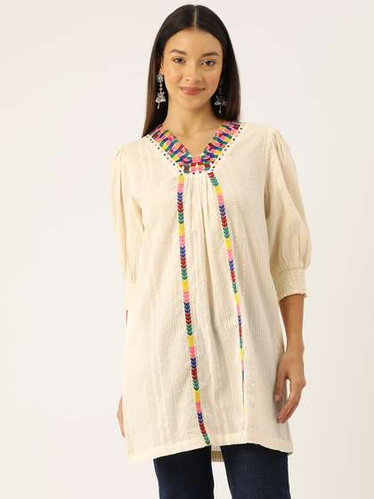 MISRI Women Embroidered Cotton Tunic