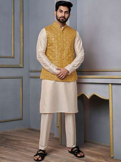 Inddus Woven-Designed Nehru Jacket