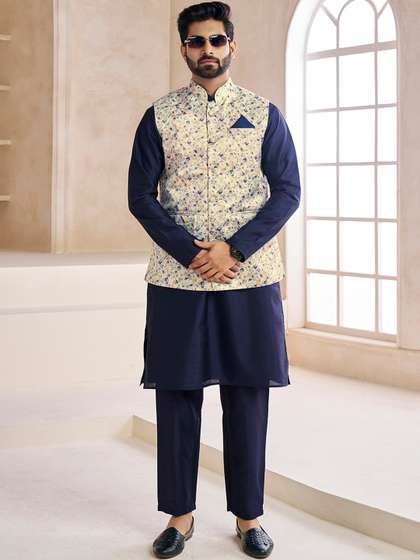 Inddus Woven-Design Nehru Jacket
