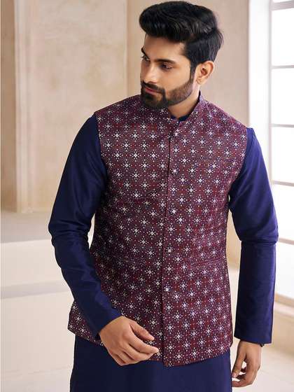 Inddus Woven-Design Nehru Jacket