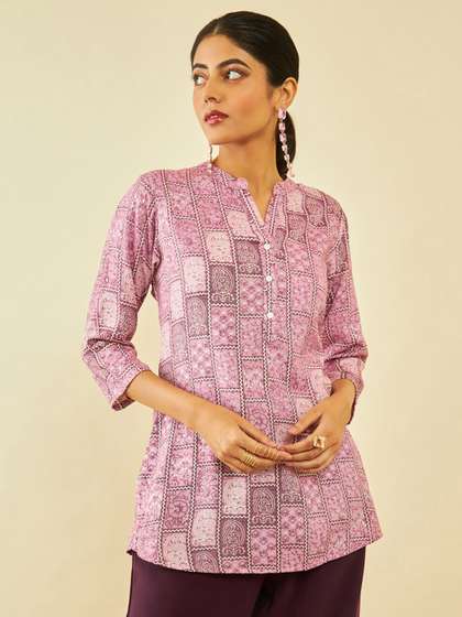Soch Paisley Printed Mandarin Collar Kurti