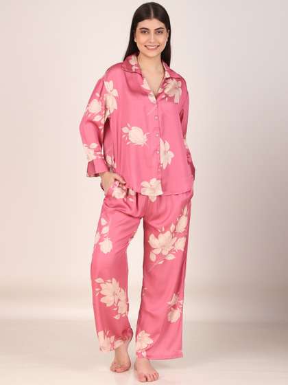 Masha Women Iris
                        Pink Oversized Satin Night Suit