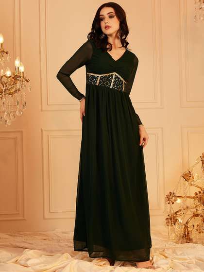 indo street
                          Embellished Fit & Flared Maxi Ethnic
                          Dress