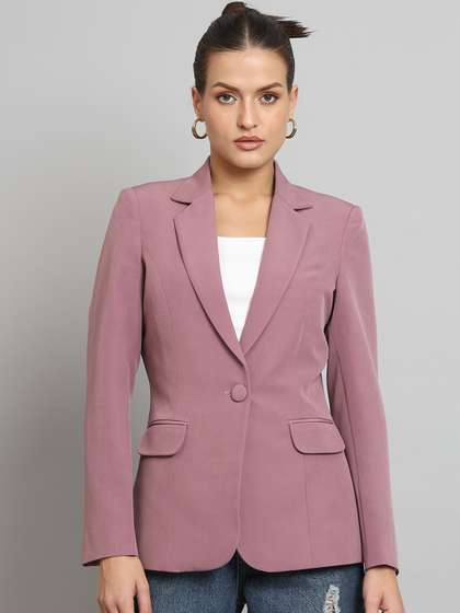 PowerSutra Women
                        Pink Solid Single Breasted Casual Blazer