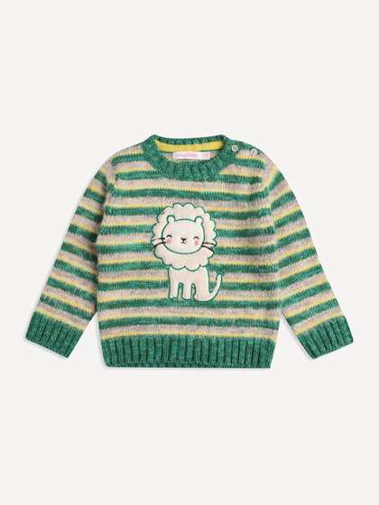 Wingsfield Girls Striped
                    Acrylic Pullover With Applique Detail