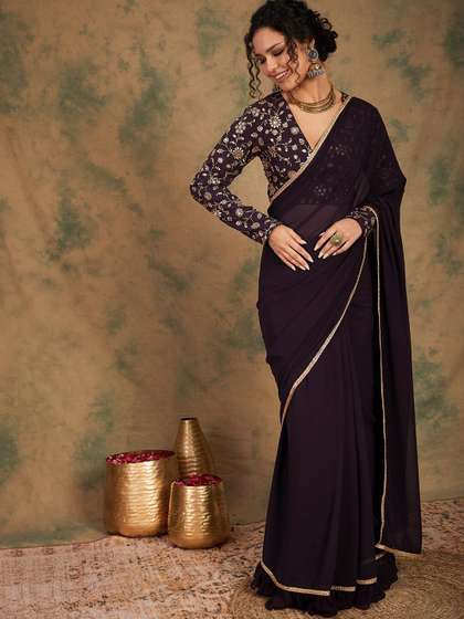 Sangria Embellished Border Saree