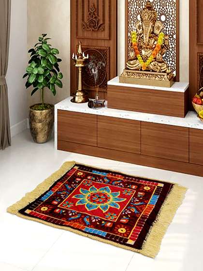 Kuber Industries Velvet 3 Piece Easy to Clean House Warming Prayer Mats