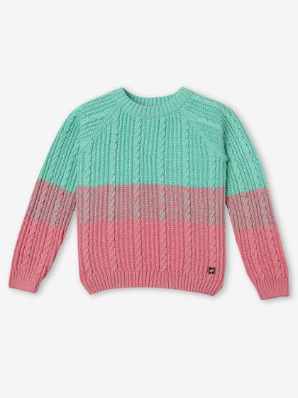 Ed-a-Mamma Girls
                    Colourblocked Round Neck Long Sleeve Cotton Pullover
                    Sweater